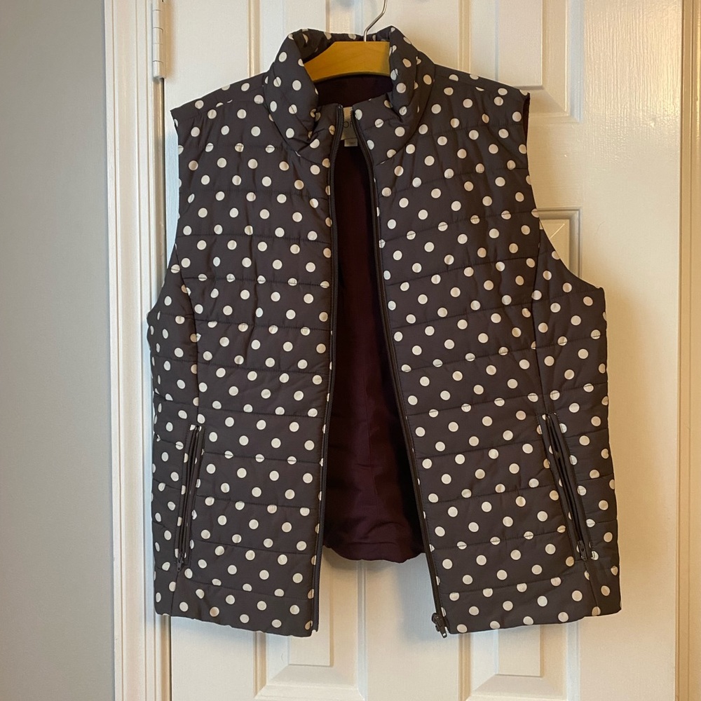 Loft polka dot puffer vest